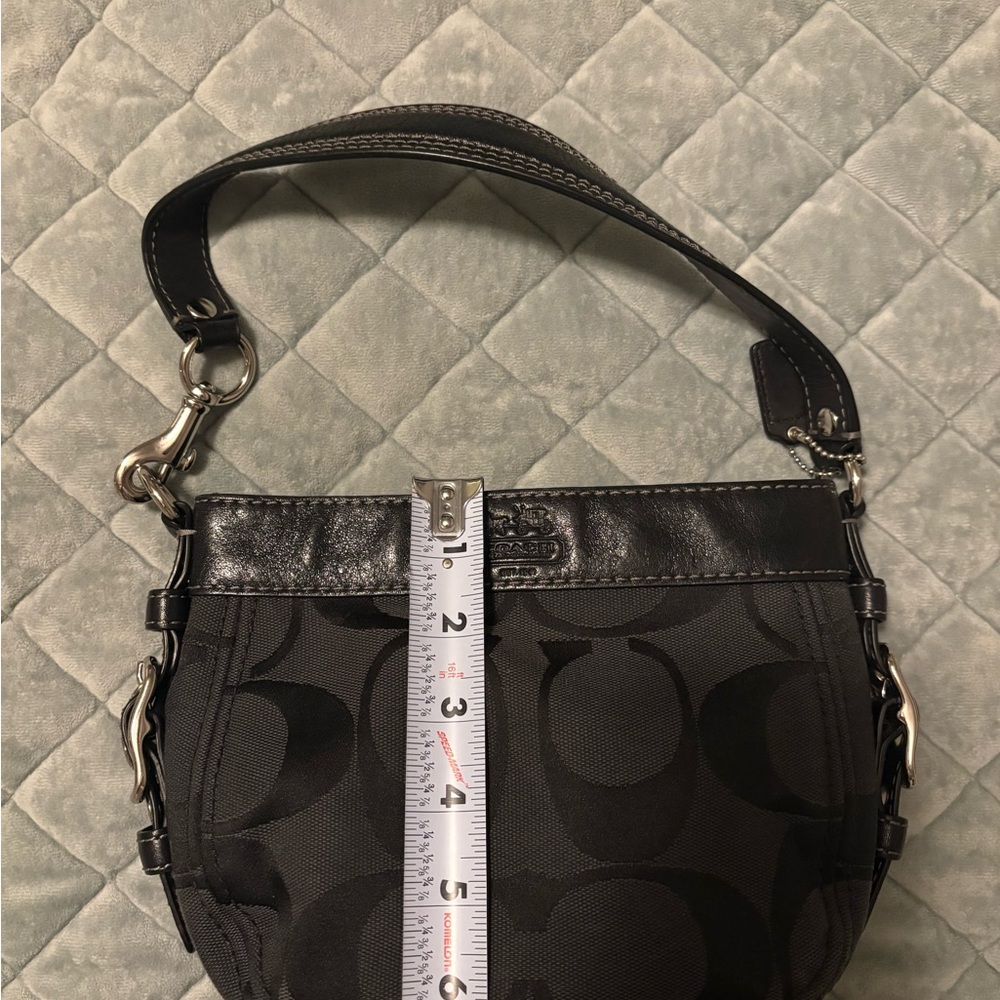 Coach Black Signature Jacquard Shoulder Bag with Silver Hardware small - Picture 10 of 10